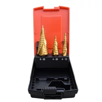 HSS-TiN köszörült lépcsős fúró, 3 részes készlet